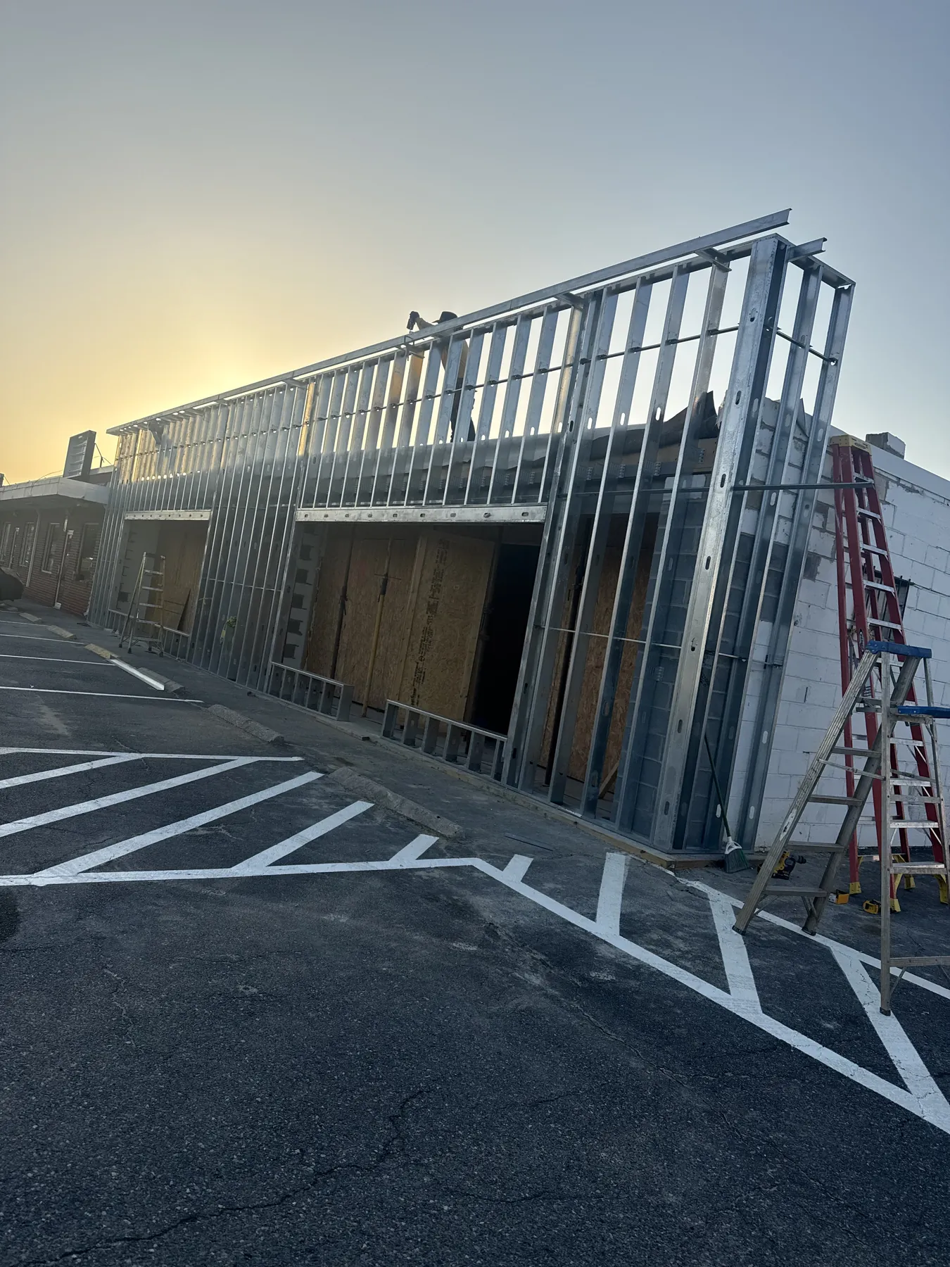 Commercial metal stud framing project in progress
